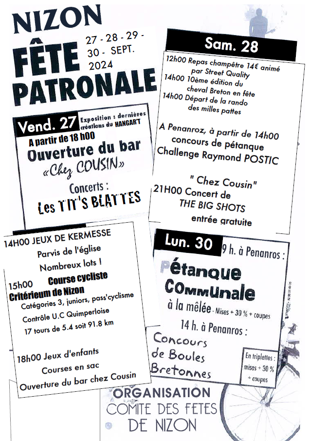 Fête patronale de Nizon Du 27 au 28 sept 2024