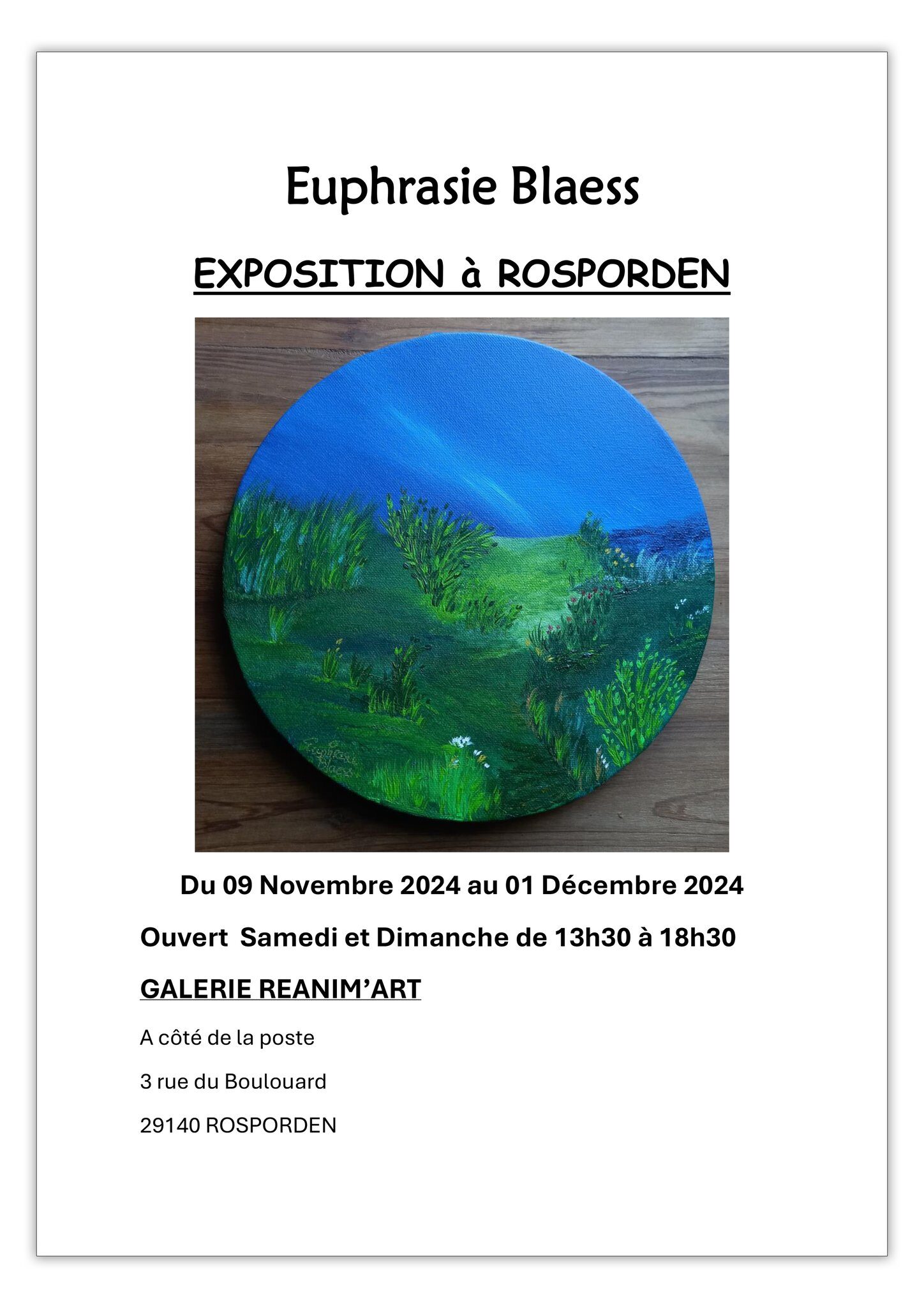 Exposition Euphrasie Blaess Du 9 nov au 1 déc 2024